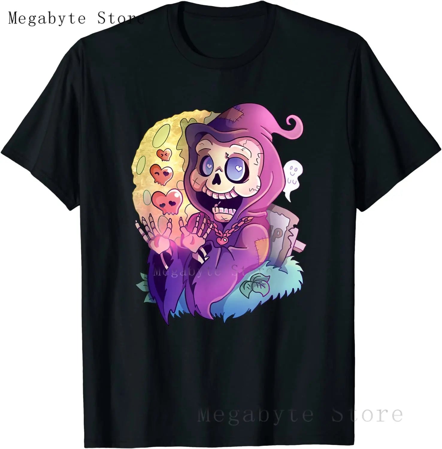 Skull and Crow Goat Retro Aesthetic Pastel Goth Art T-Shirt Women Kawaii Anime Clothes Hombre Camisetas Tops Vintage Men T Shirt
