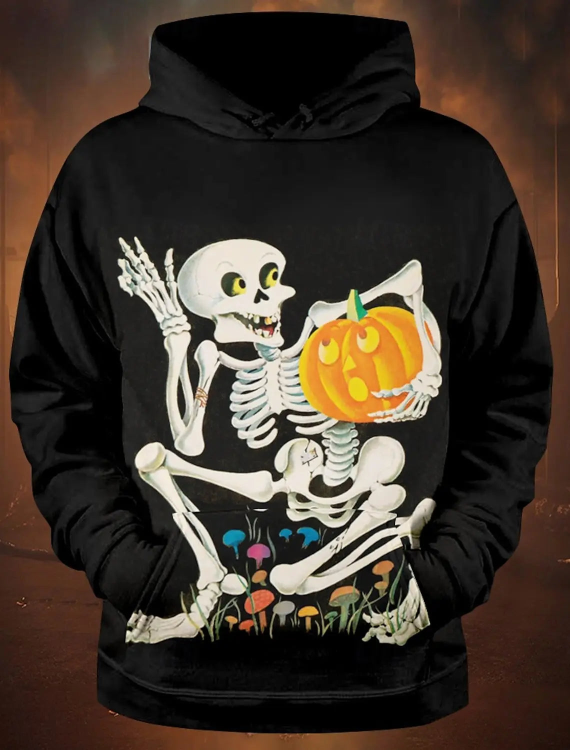 2026 New Halloween Men's Graphic Hoodie Skull Pumpkin Print Classic Casual Couple 3D Pullover Holiday Out Hoodie Long Sleeve