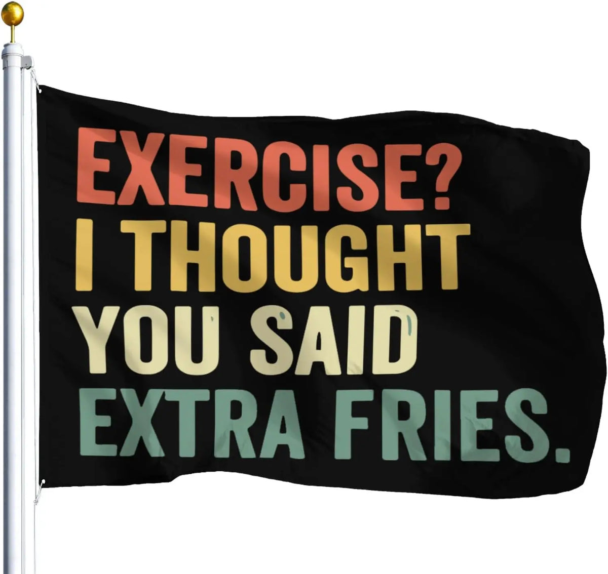 Flagicts 100% Polyester Exercise I Thought You Said Extra Fries Funny Flags