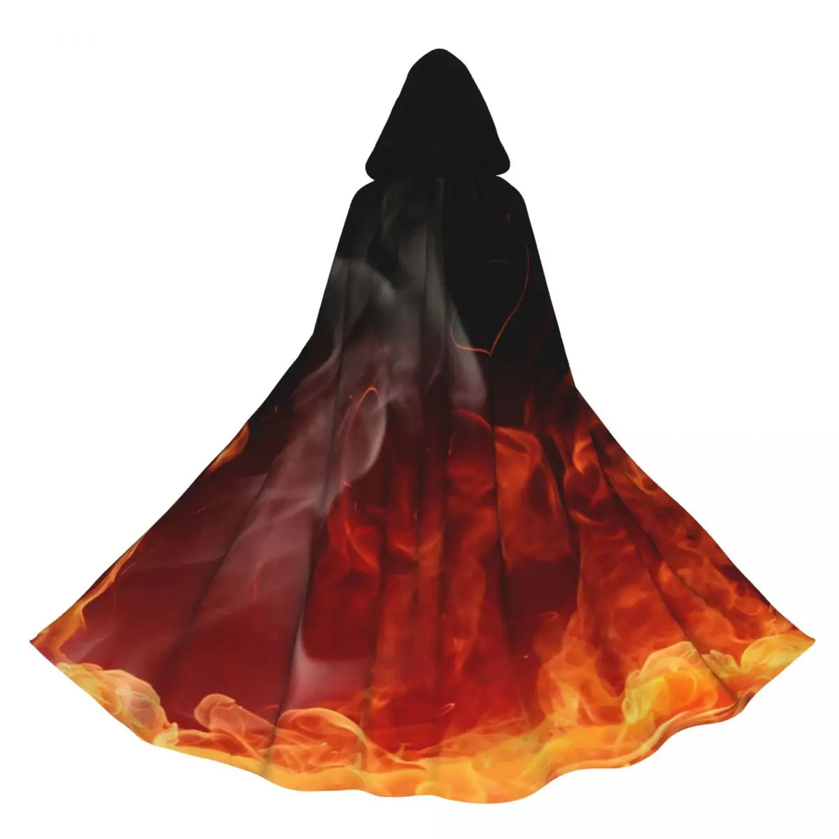 Unisex Hooded Cloak Grim Reaper Devil Witch Long Cape Burning Flame Props Party Cosplay Costume