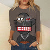 Abstract Art Face Painting Autumn Women's Round Neck Long Sleeve T-shirt Trend Loose Round Neck Long Sleeve T-shirt