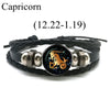 12 Zodiac Signs Leather Bracelet for Men Women Virgo Libra Scorpio Aries Taurus  Braided Rope Bracelets Birthday Gift Wholesale