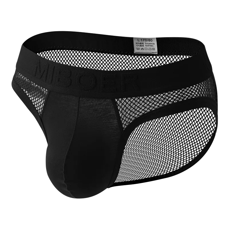 Men's Sexy High-Elastic Mesh Briefs Classic Black White Sports Low-Rise Gym Underwear Breathable Comfortable Athletic Fit Underw