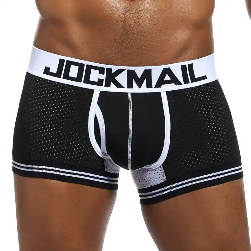 Brand men boxer sexy men underwear cueca boxer Men Mesh Shorts Men's Clothing boxers Nylon Fitness Elastic pants leg design