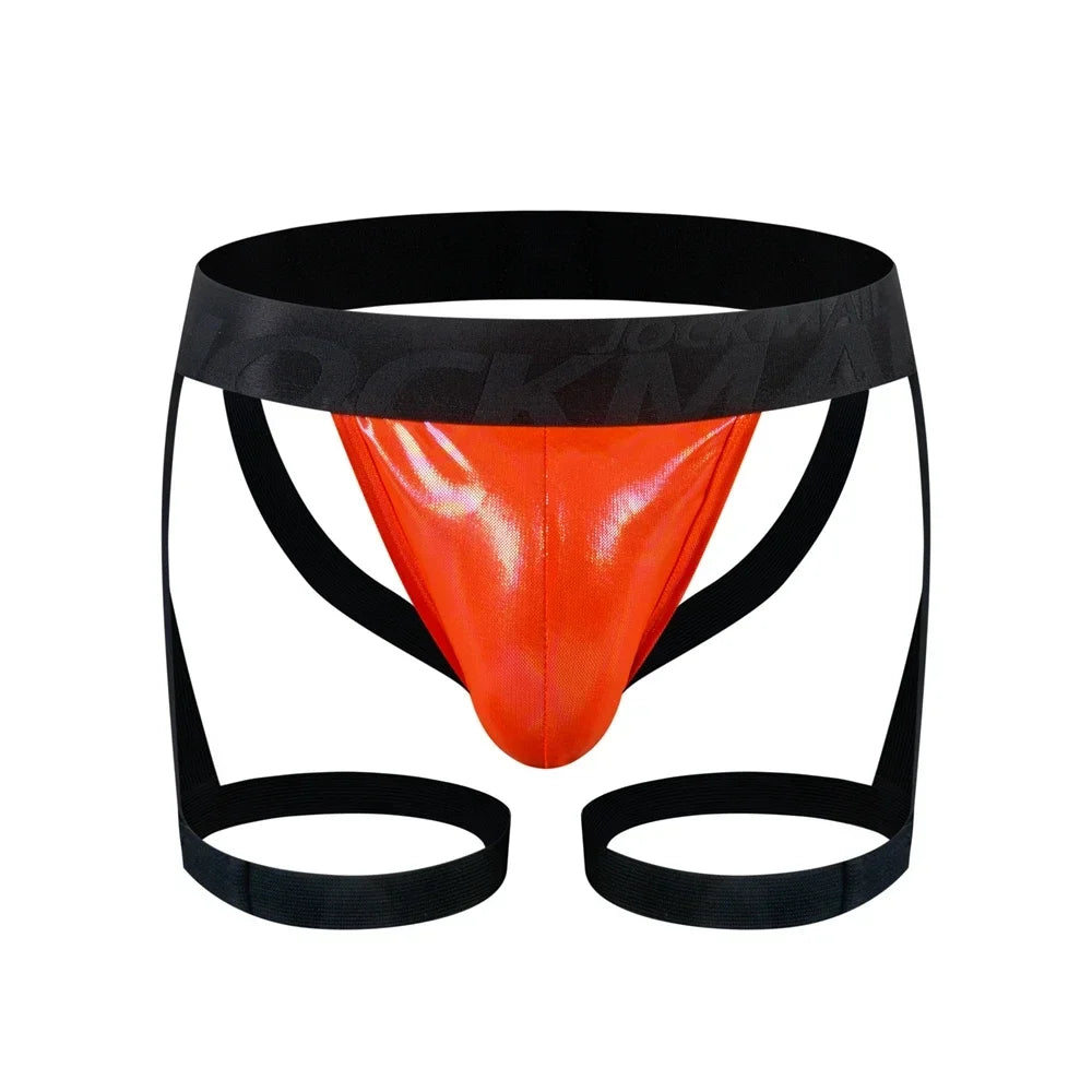 PU Men Sexy G String Thong Erotic Jockstrap Bondage Underwear Penis Pouch Strap Harness Lingerie Hollow Underpants