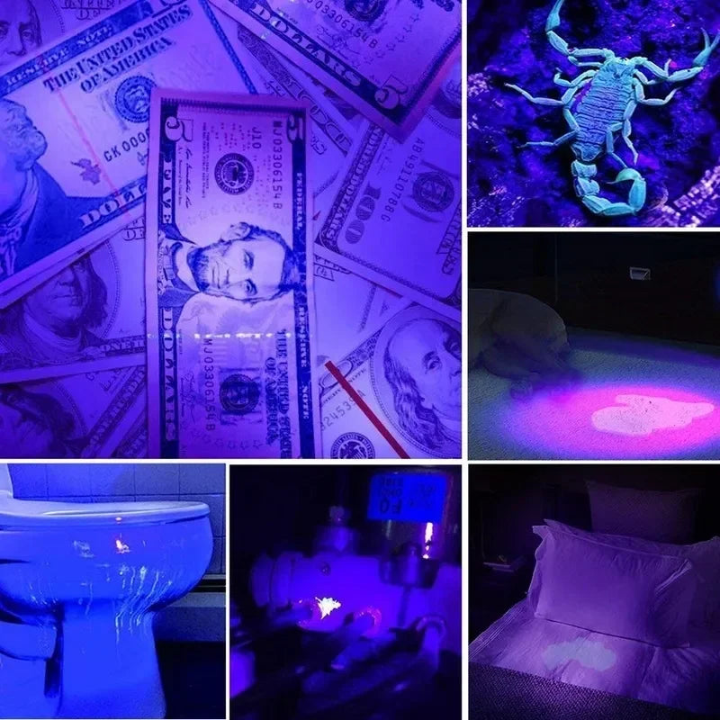 UV Flashlight 395nm Black Light Flashlights Ultraviolet Lamp UV Torch UV Light Detector for Pet Urine Stains Scorpion