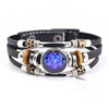 Twelve Constellations Luminous Leather Bracelet Retro Multi-layer Beaded Leather Bracelet Jewelry Gifts for Men Women Couples