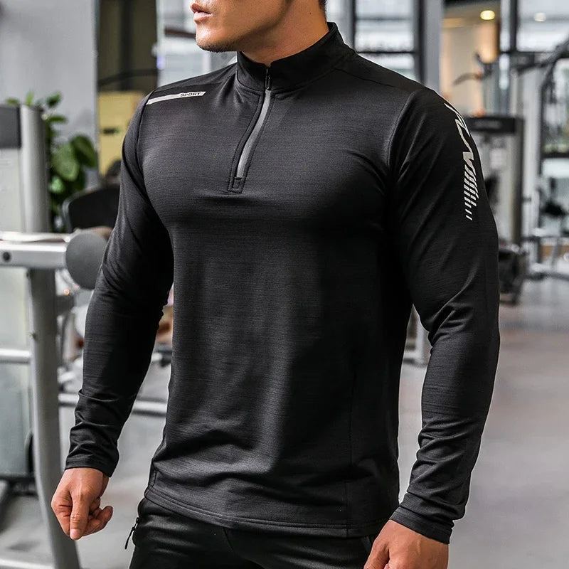 Mens Gym Compression Shirt Male Rashgard Fitness Long Sleeves Running Clothes