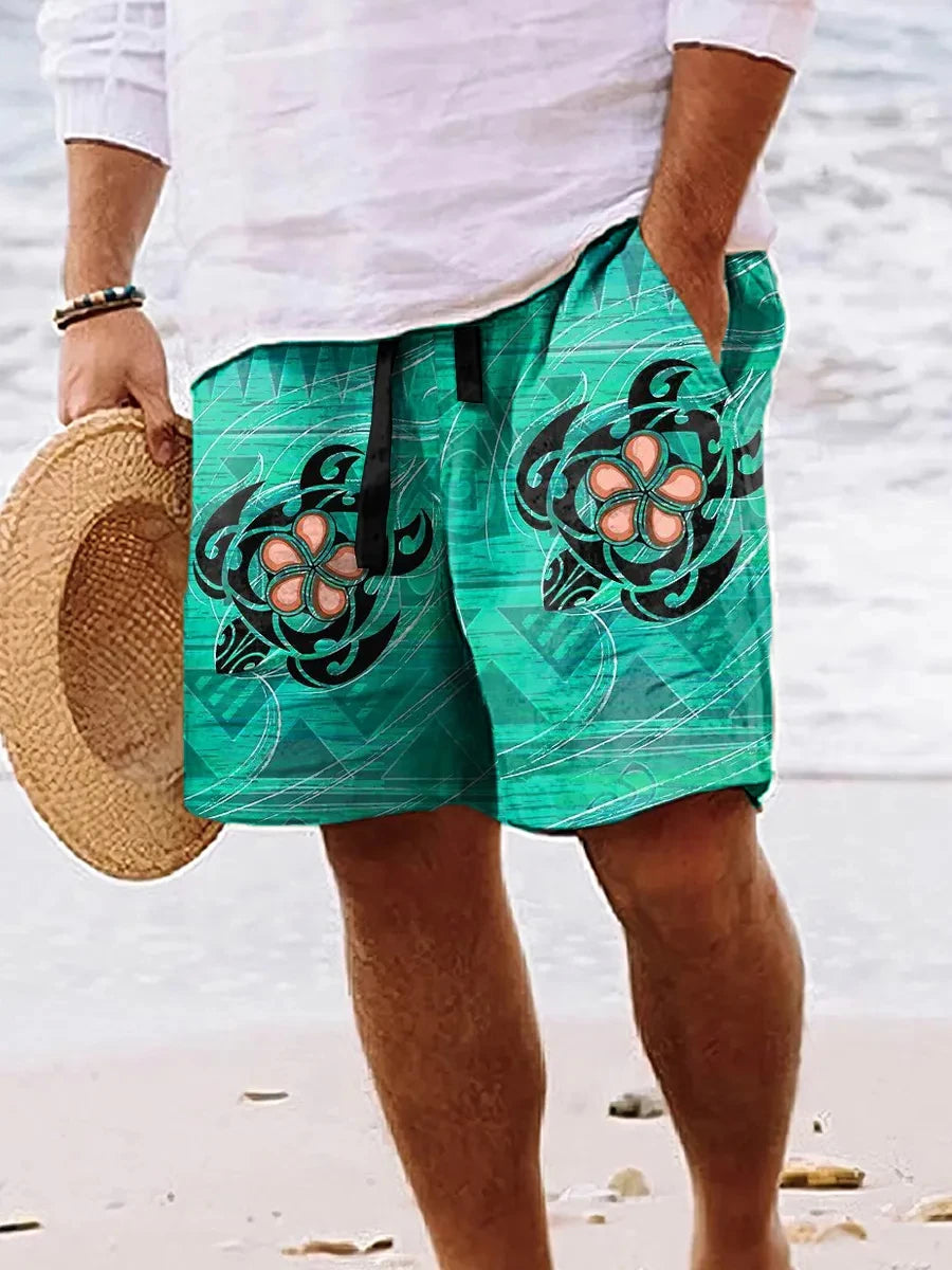 Men's Hawaiian Swim Trunks 3D Cartoon Print Beach Shorts Quick Dry Outdoor Leisure Sports Shorts Swimwear Fashion Men's Shorts