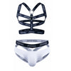Sexy Gay Men Underwear Bondage Mens Harness Thongs Set Body Chest Costume G-string Jockstrap Lingerie Man Halter Neck Hollow Out