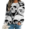 2024 New Women Halloween Crow Printed Casual Sweatshirt Round Neck Casual Basic Loose Fashion Women Designer Style