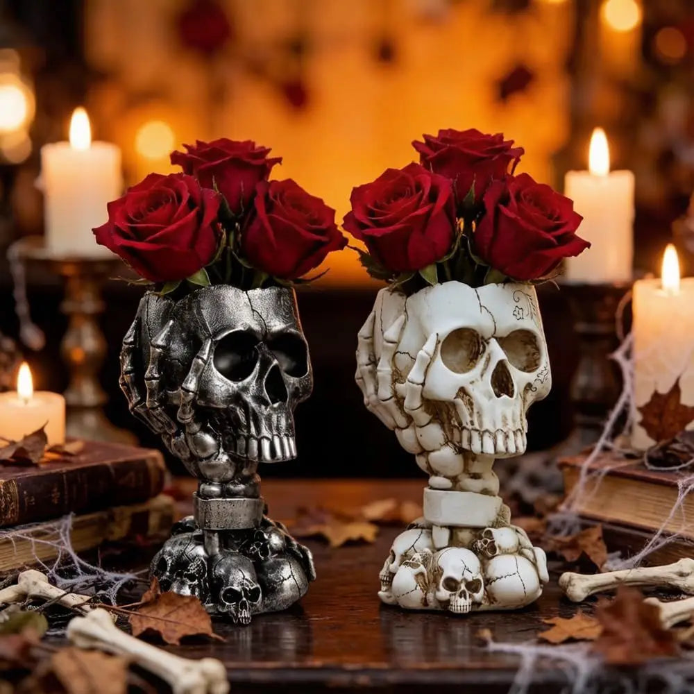 Skull Planter, Gothic Planters for Halloween Decorations Indoor/Outdoor Plants, Goth Flower Pots, Plant Pots, Skull Flower Pot