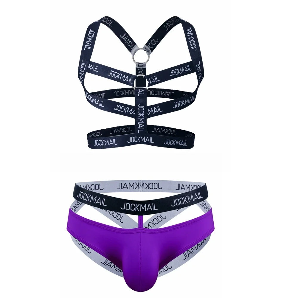 Sets Men Body Bondage Lingerie Sexy Harness Bodysuit and Jockstrap Gay Underwear Mens Lingerie Sissy Panties Costume Hombre