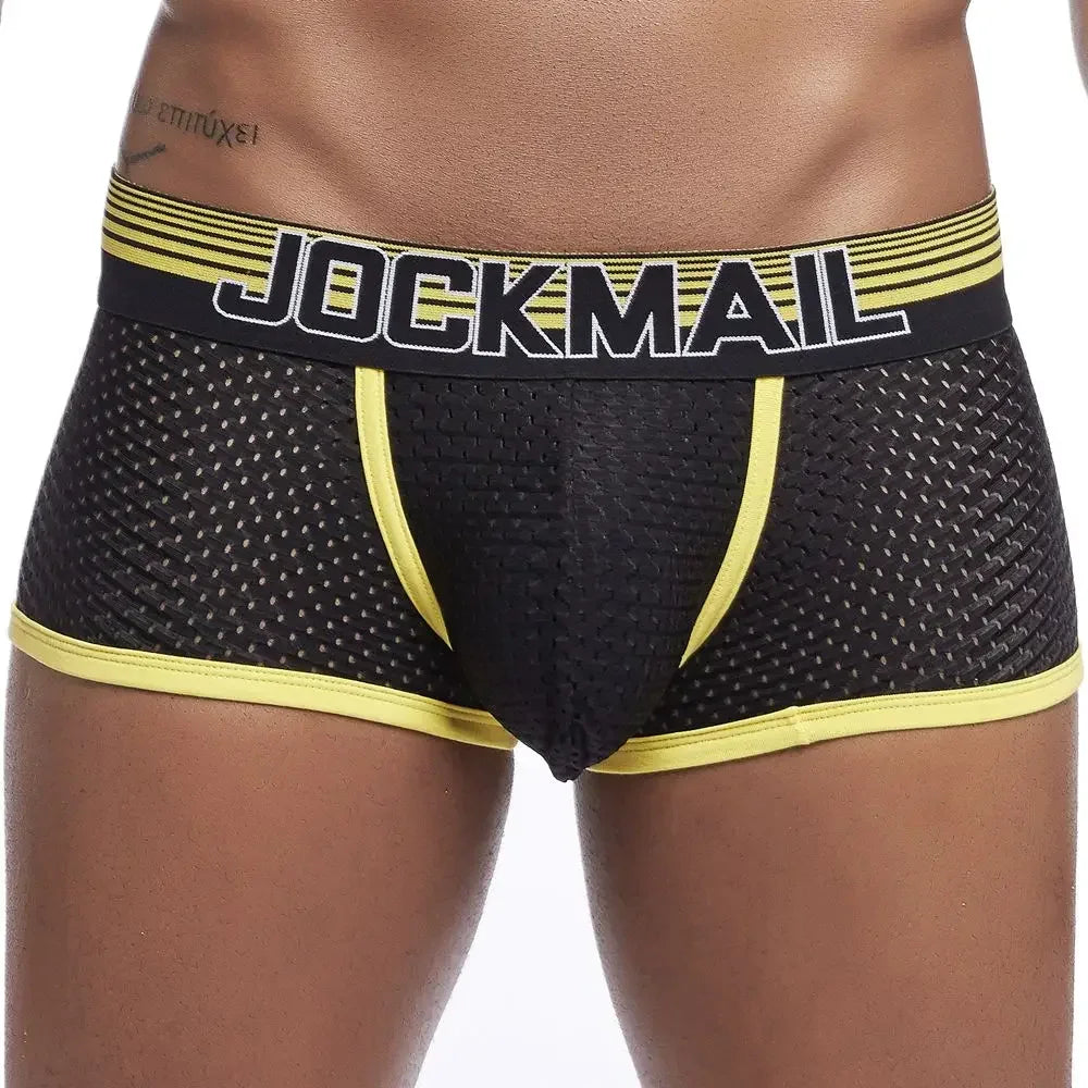 JOCKMAIL Mens Boxer Sexy Underwear Soft  Underpants Male Panties 3D Pouch Boxer Shorts Pants Short Mesh Breathable Quick Drying