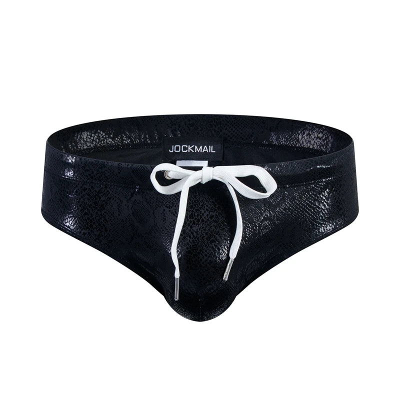 Push Up Padded Swimwear Men Swimsuit Shorts Mens Bikini Briefs Summer Trunk Swim Suit Sunga Slip Beach Shorts Snakeskin Print