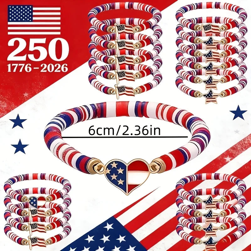 USA 250th Birthday Elastic Bracelet 4th of July Independence Day