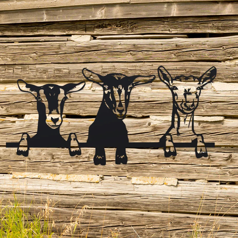 1Pc Indoor/Outdoor Iron Chic Goat Metal Wall Art for Living Room, Home & Garden, for Spring