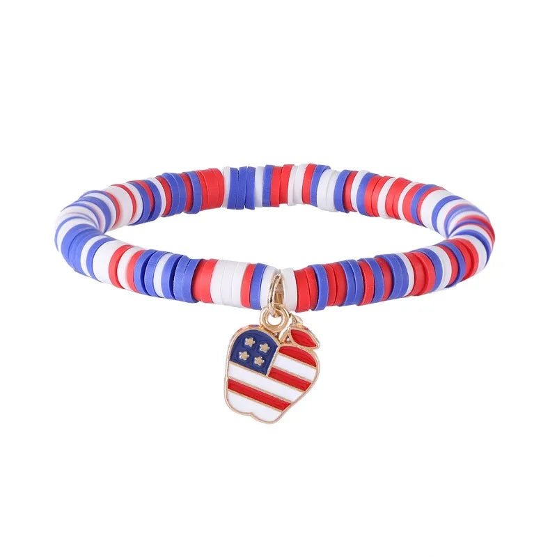 American Flag Bracelets US Red White Blue Color Bracelet with Simple and Adjustable Elasticity Patriot Bracelet Jewelry Gift