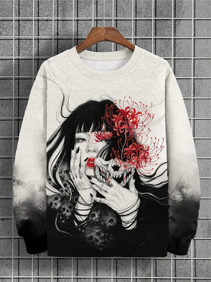 2025 Men's Animal Sweatshirts Long Sleeve Sweatshirt Crew Neck Fashion 3D Printed Japanese Art Prints Casual Sweatshirts