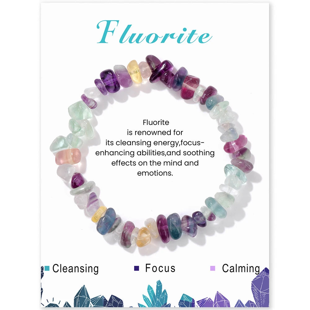 Irregular Chip Gravel Stone Bracelet With Card Fashion Natural Agates Carnelian Amazonite Gem Stone Stretch Bangle Jewelry Gift