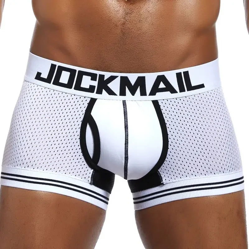 Brand men boxer sexy men underwear cueca boxer Men Mesh Shorts Men's Clothing boxers Nylon Fitness Elastic pants leg design