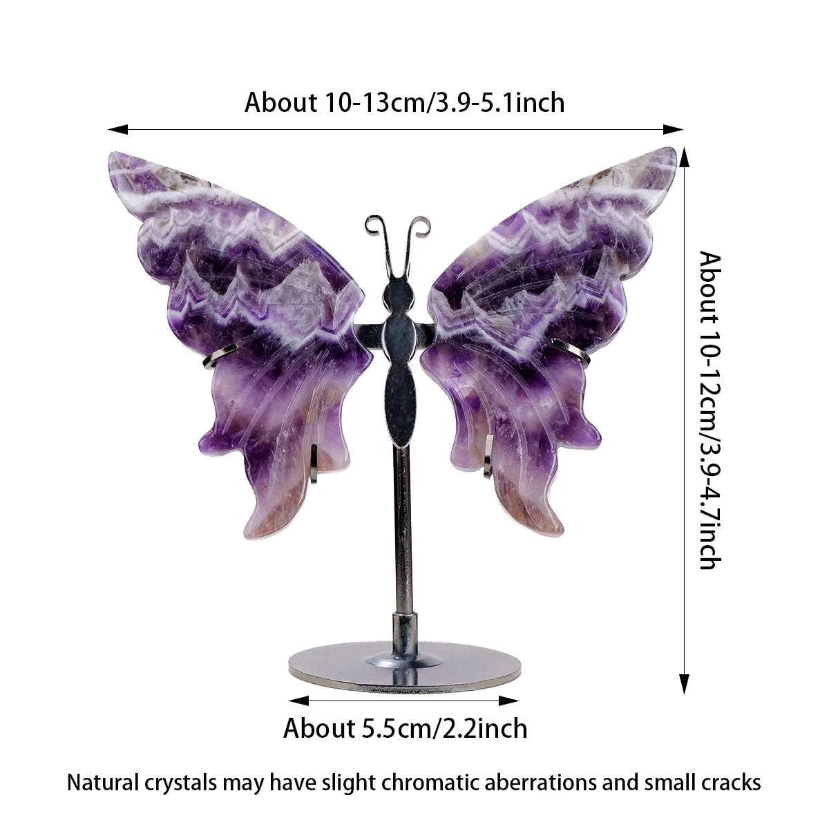 1pc Natural Crystal Butterfly Carving Stand Ornament, Amethyst Wings Crystal Crafts, Home Desktop Office Ornament Holiday Gift