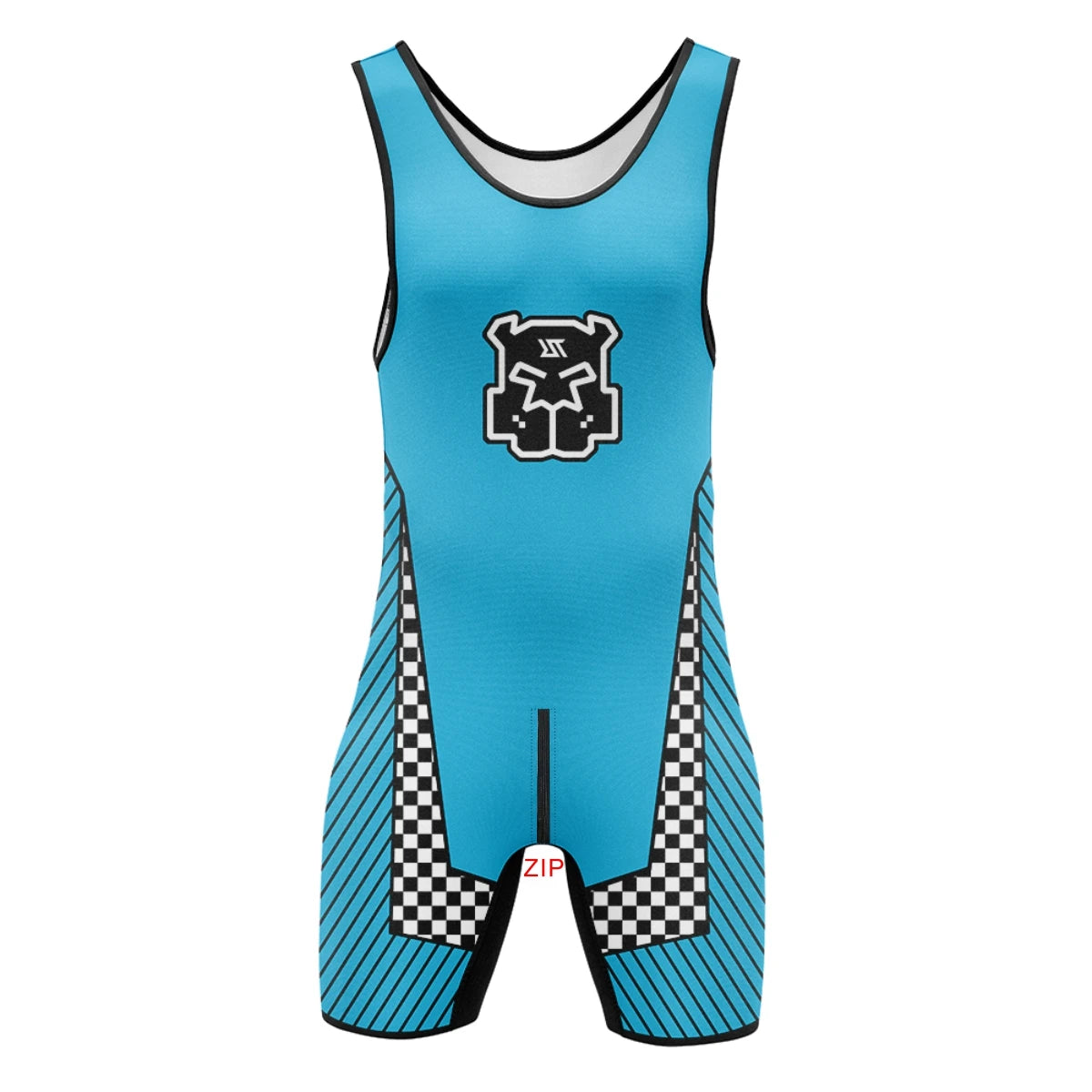 Men’s Zip-Front & Back Wrestling Singlet – Sleeveless Compression Bodysuit | Breathable Stretch Fit | Powerlifting, Gym & Performance One-Piece