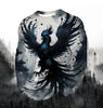 Men's Fashion Printed Round Neck Long Sleeve Party Autumn Sports Leisure Pullover Men 3D Flying Eagle Printed Loose Sports Top