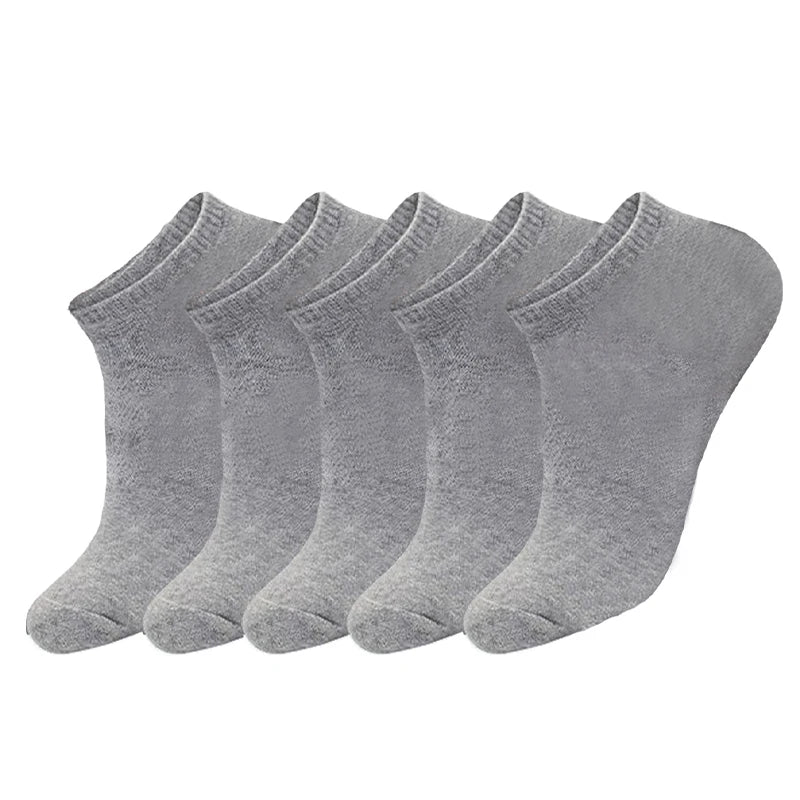5 pairs/Lot Men's Socks Casual Boat Socks Black Business Socks Solid Color Breathable Comfortable High Quality Ankle Socks 38-44