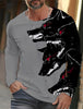 2024 new men's long-sleeved t-shirt 3d printed high-definition wolf animal print men's autumn tops casual round neck t-shirt