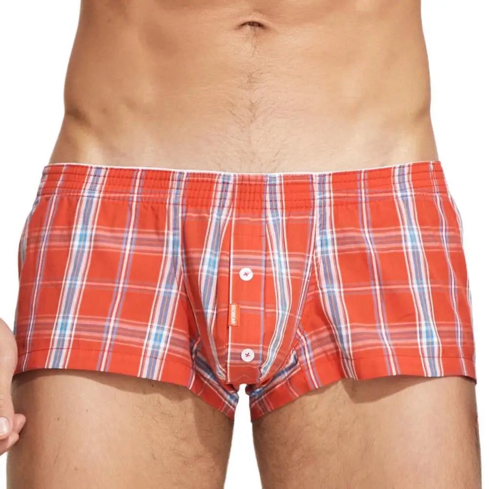 SEOBEAN 100% Cotton Men's Boxers Classic Plaid Boxer Shorts Mens Underwear Panties Home Shorts Sleep Lounge Pajama Shorts