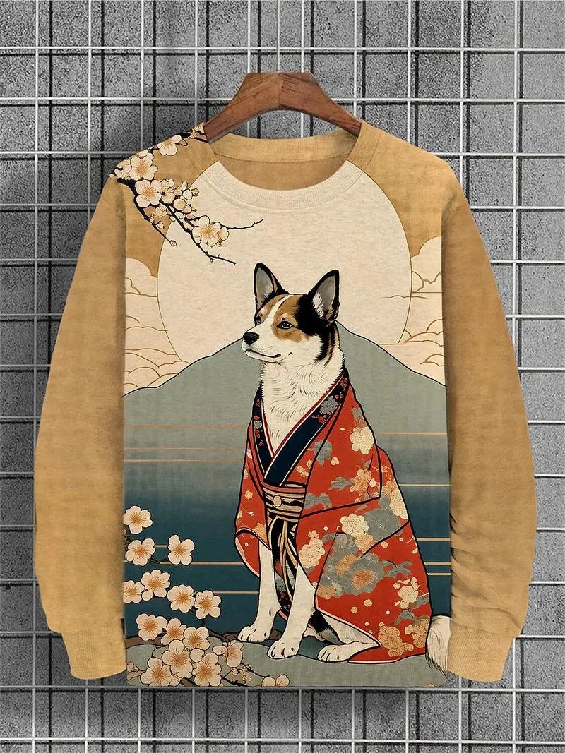 2025 Men's Animal Sweatshirts Long Sleeve Sweatshirt Crew Neck Fashion 3D Printed Japanese Art Prints Casual Sweatshirts