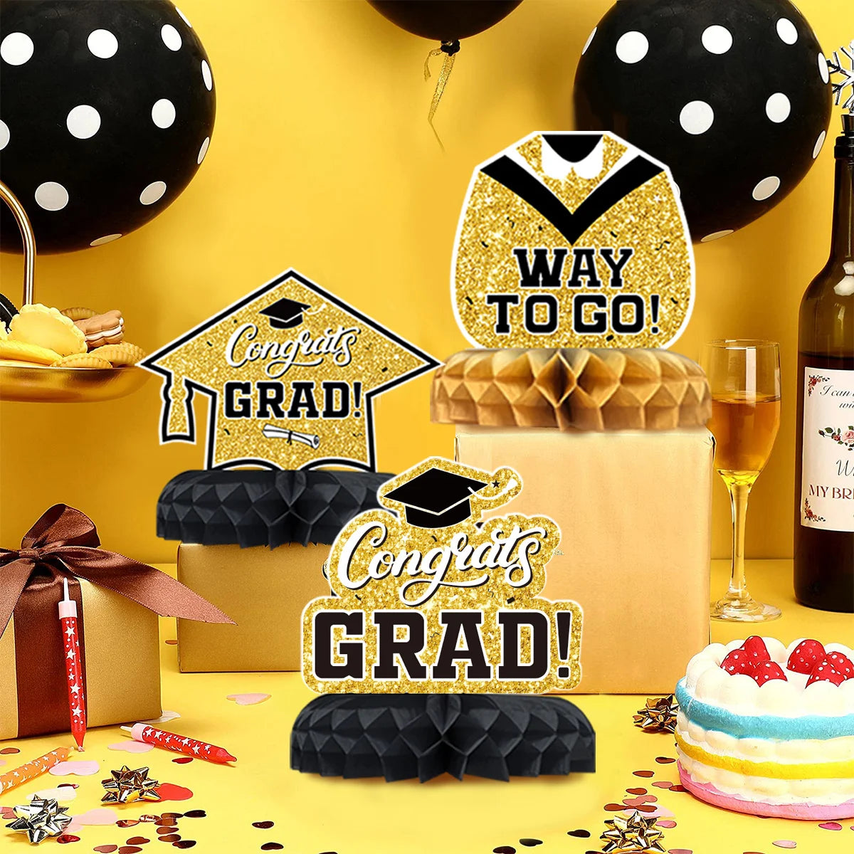 Graduation Season Honeycomb Decoration Happy Graduation Party Decorations Honeycomb Centerpieces Class of 2025 Party Supplies