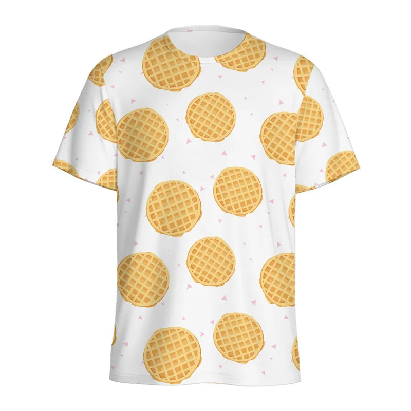 Cartoon Cookie Pattern T-shirt For Men Kids Summer Casual Short Sleeve 3D Printed T Shirts Loose Tops Streetwear O-Neck Tees