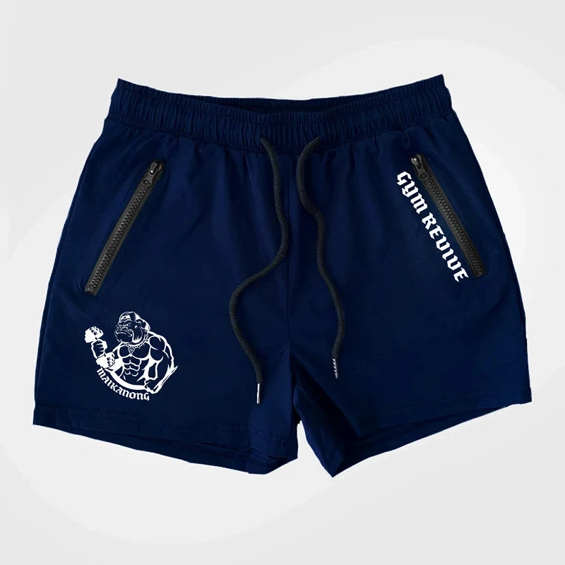 Men's Quick Dry Side Printed Shorts Double Zipper Pocket Side Design Running Basketball Training Fitness Shorts Summer