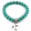 FTCY Women Bohemian Beaded Bracelet Fashion Turquoise Natural Stone Anti-Stress Yoga Geometric Pendant Elastic Cord Hand Chains