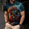 3D Lion Print Graphic T shirts Short Sleeve Tee Men's Clothing O-Neck Animal Print Mens Clothing T-shirts for Men Street Tops