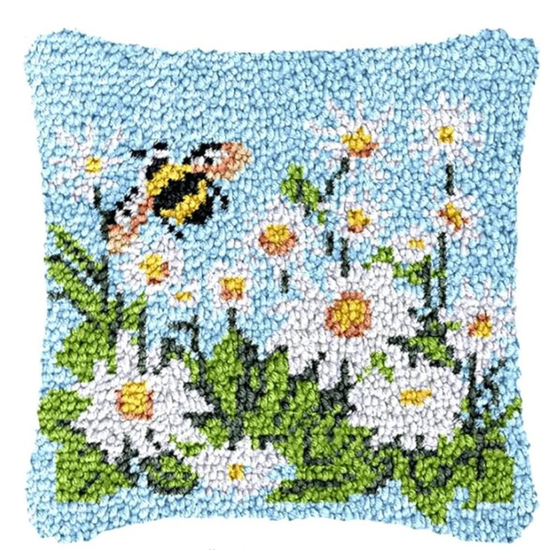 Flower Latch Hook Kit Cute Knooppakket Kussen Knopen Pillow Button Smyrna Knooppakket Needlework Button Packagek Linkhaak Kussen