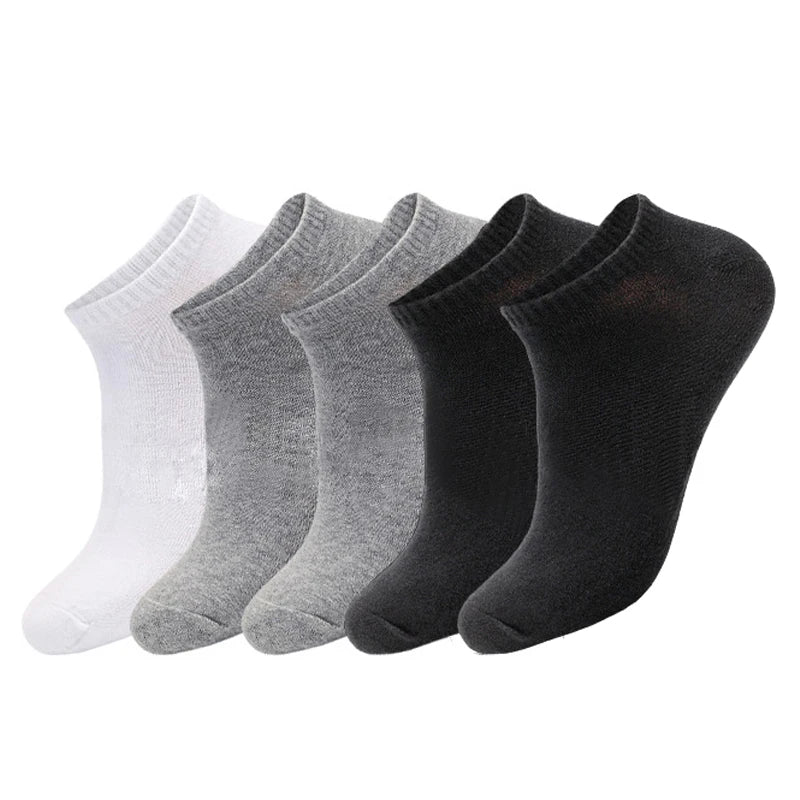 5 pairs/Lot Men's Socks Casual Boat Socks Black Business Socks Solid Color Breathable Comfortable High Quality Ankle Socks 38-44