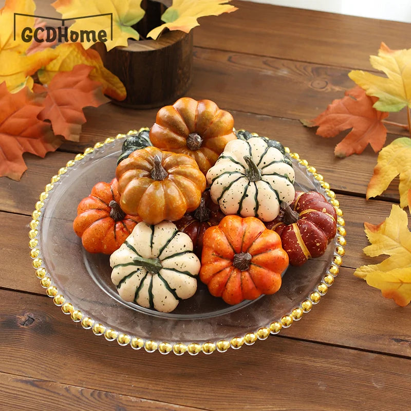 Mini Plastic Artificial Halloween Pumpkin Decor Simulation Vegetable DIY Craft Halloween Home Party Decor Prop Farmhouse Harvest