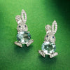 Fashion Shiny Zircon Rabbit Stud Earrings For Women Lovely Animal Bunny Rhinestone Earring Girls Wedding Party New Year Jewelry
