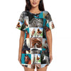 Horse Race Pajamas Summer 2 Pieces 1930s Classic Art Cute Pajama Sets Womens Short-Sleeve O Neck Night Pattern Sleepwear