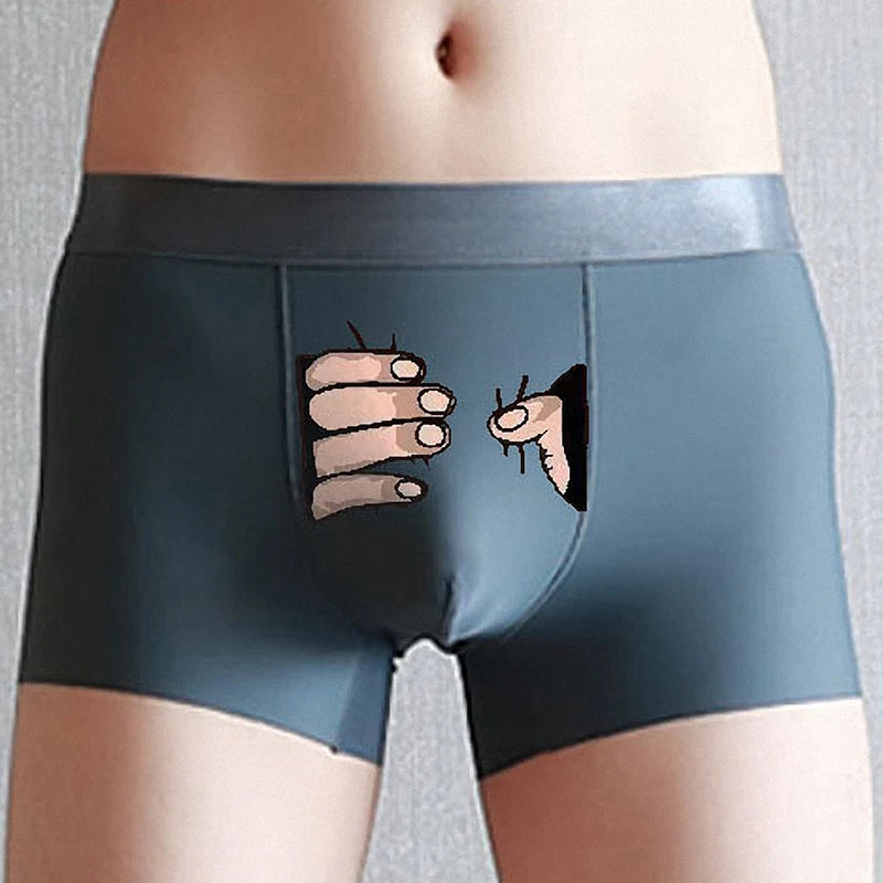 Men Silk Underwear Cartoon Boxer Mens Boxers Creative Funny