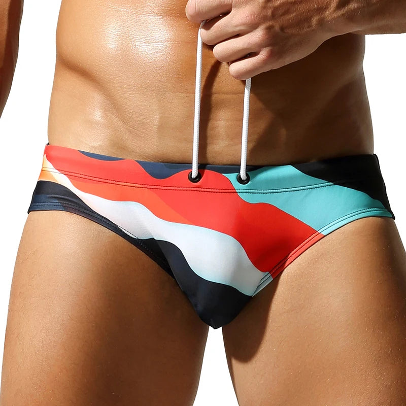 SEOBEAN Men's Swim Shorts Low-Waist Quick-Dry