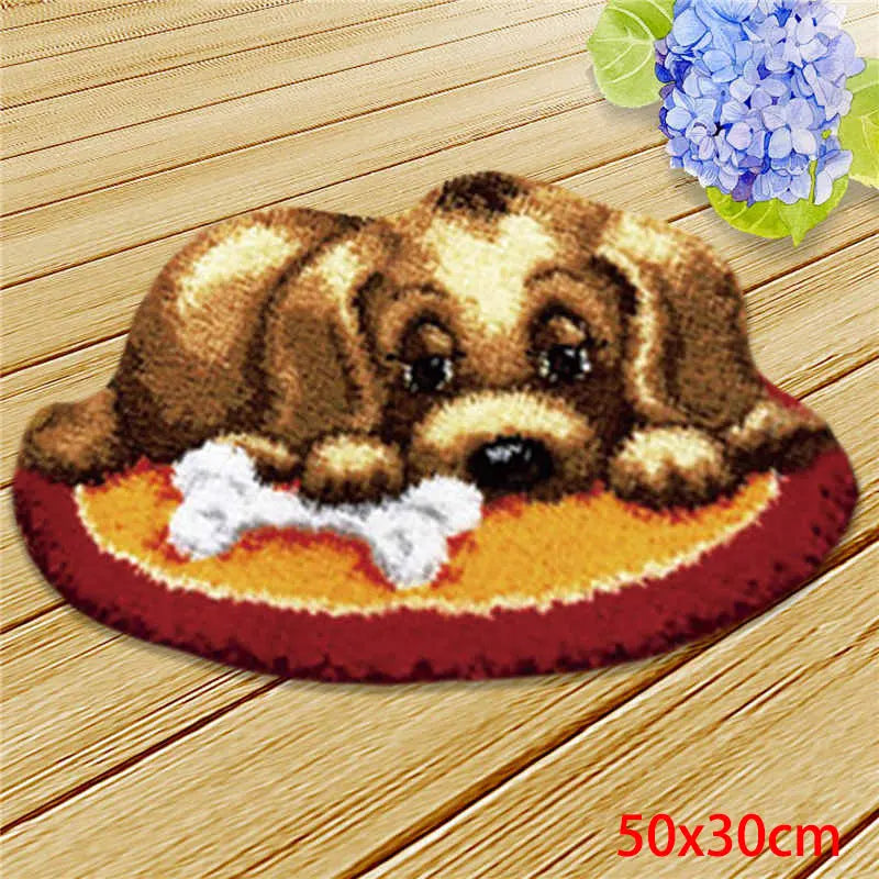 Cute Bear Carpet Embroidery Latch Hook Kit Cartoon Animal Undefined Latch Hook Rug Button Pad Package Smyrna Package Carpet DIY