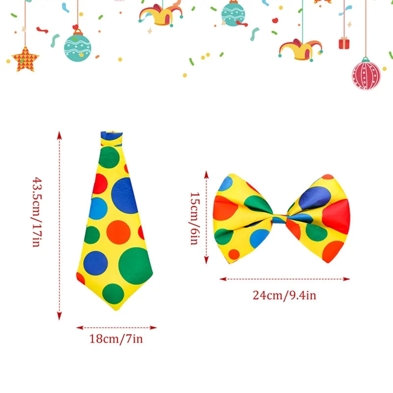 Colorful Polka-Dot Clown Tie or Bow Tie