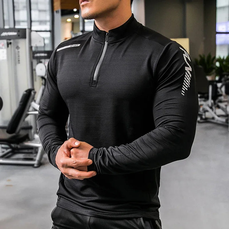 Mens Gym Compression Shirt Male Rashgard Fitness Long Sleeves Running Clothes