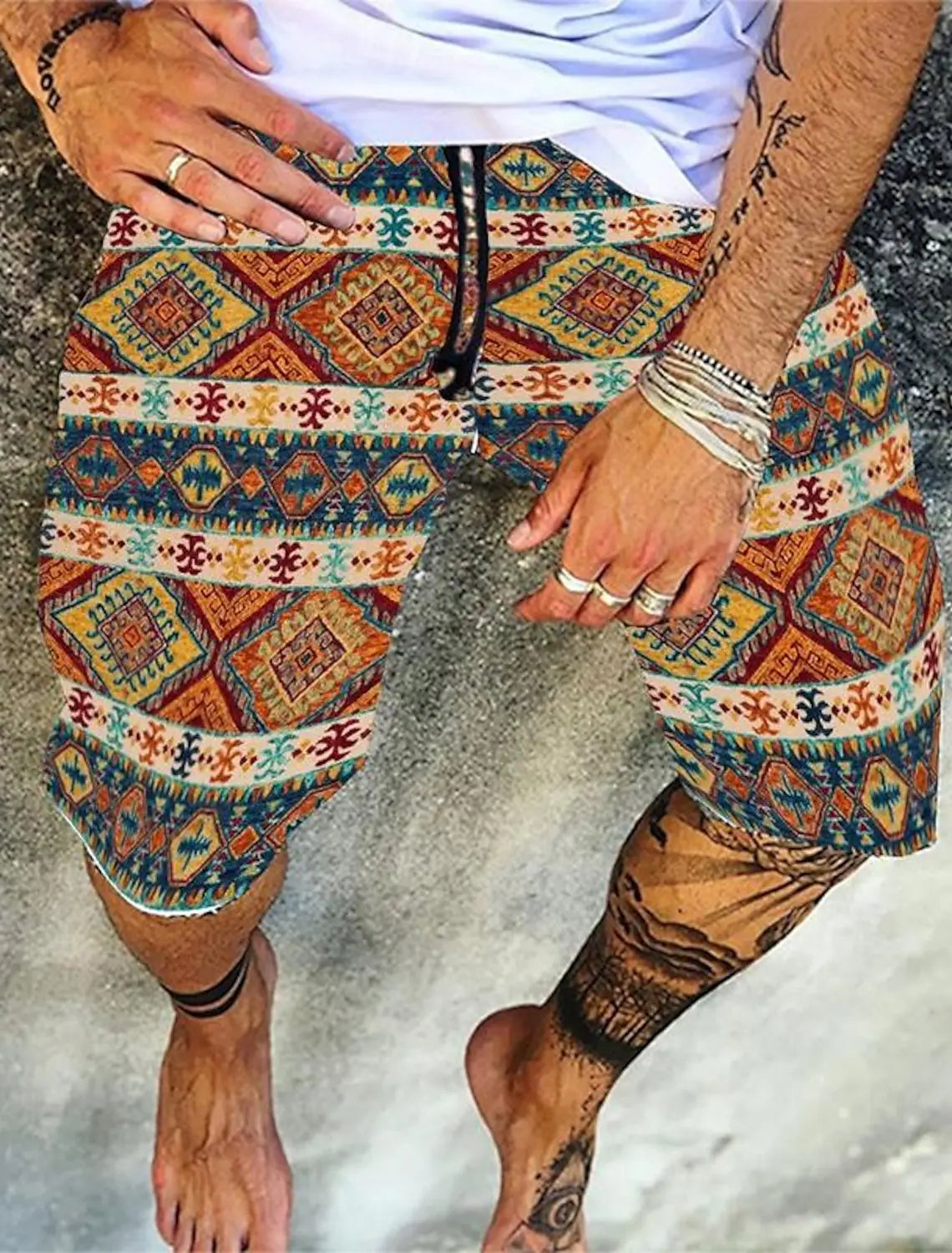 Men's Retro Swim Trunks 3D Ethnic Style Printed Beach Shorts Quick Dry Outdoor Leisure Sports Shorts Swimwear Men's Shorts