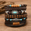 Feather Evil Eye Ethnic 5-6pc/set wood bead tree Charms bracelets Hamsa Hand Butterfly Bohemia Men Bracelets Women Jewelry