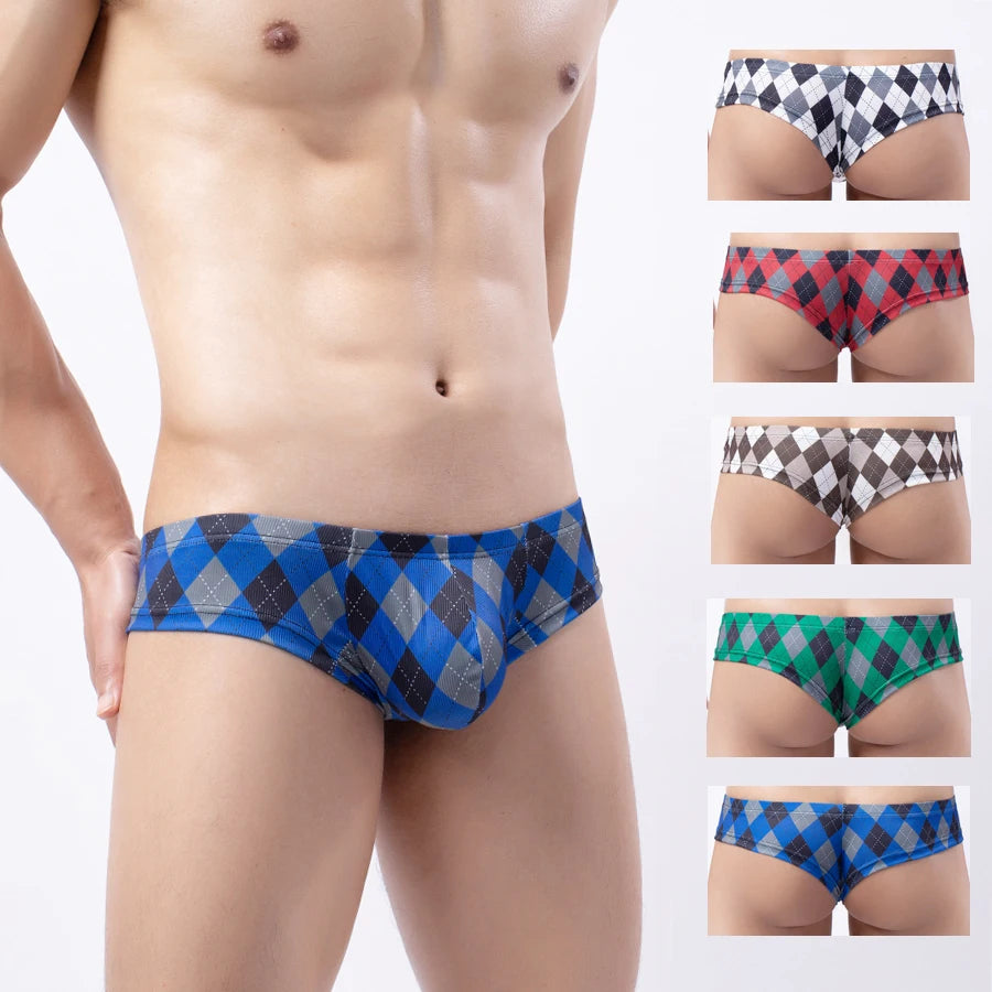 4pcs Boxer Mens Underwear Men Check Boxers Panties Cueca Masculina Sexy Breathable Boxer Trunks Man U Pouch Underpants Y32